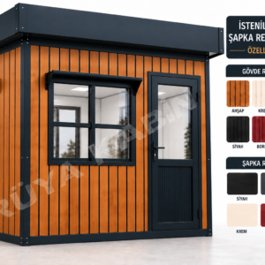 210x250 Deck Kaplama Bekçi Kulübesi Hazır Elektrik Tesisatlı