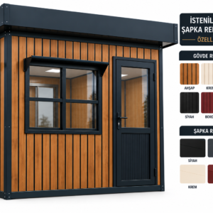 Bekçi Kulübesi 130x210 Cam Altı Çalışma Bankolu Hazır Tesisat
